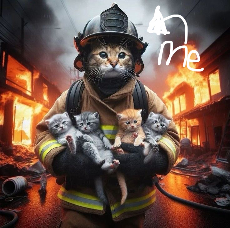 i'm so nice that i saved these kittens from a burning building
